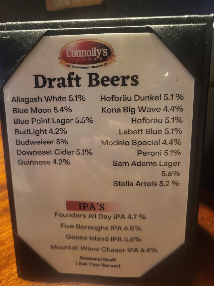 Connolly's Corner Menu - Image 1